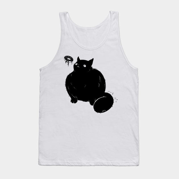 Big Chonker Cat Looking At Donut Art Tank Top by cellsdividing